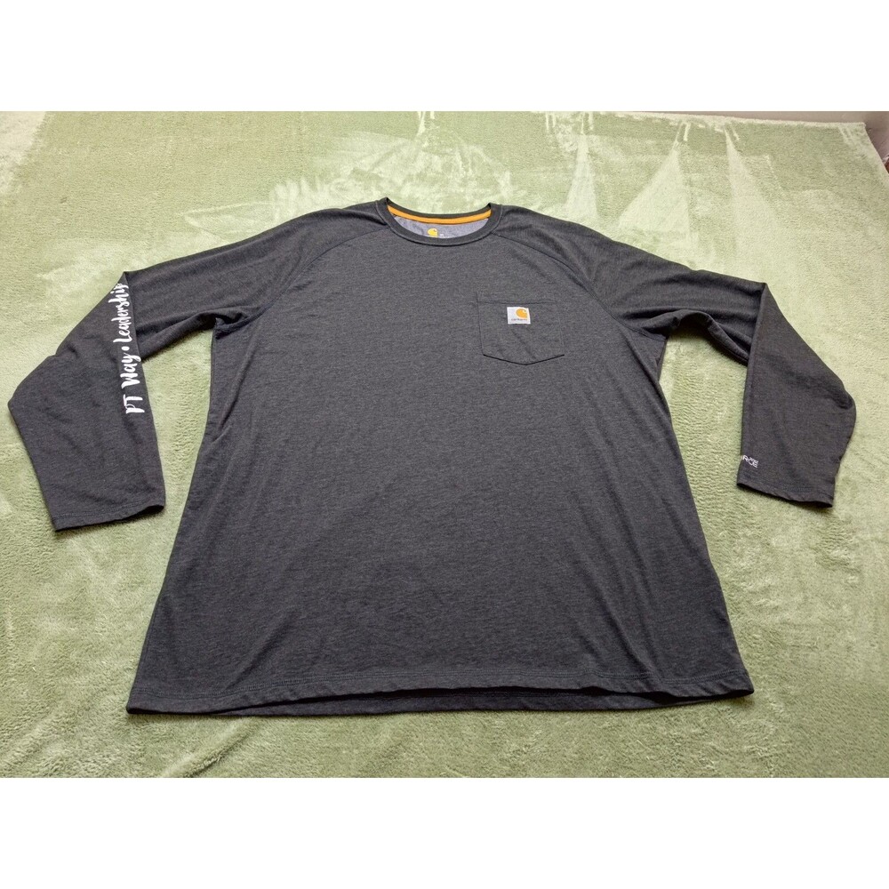 Carhartt Pocket T Shirt  Mens Size XL Gray Relaxed Fit (Logo) Long Sleeve Work
